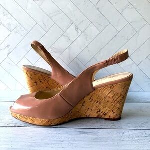 Nine West - Slingback wedge sandals with open toe - pink - 8M
